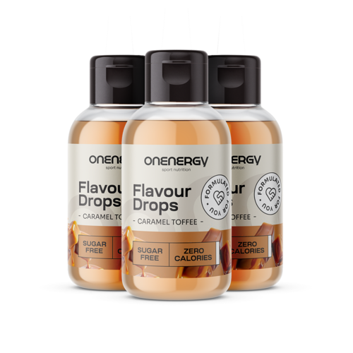 3x Σταγόνες Flavour Drops με γλυκαντικό – toffee καραμέλα, συνολικά 150 ml